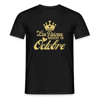 Königinnen werden im Oktober mit goldenem Glitzer geboren - Männer T-Shirt - Schwarz - Vorne - AI Model Male 178 light (178cm)
