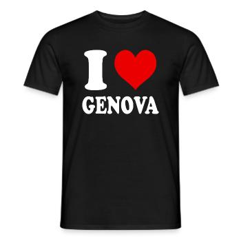 J’aime Gênes (ville) région Italie Cœur - T-shirt homme - noir - Devant - AI Model Male 178 light (178cm)