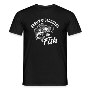 Easily Distracted By Fish Fishing Humor - Men's T-Shirt - black - Front - AI Model Male 178 light (178cm)
