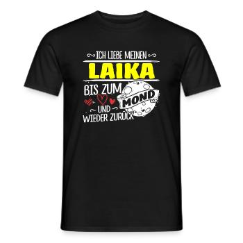 LAIKA - Mond - Männer T-Shirt - Schwarz - Vorne - AI Model Male 178 light (178cm)