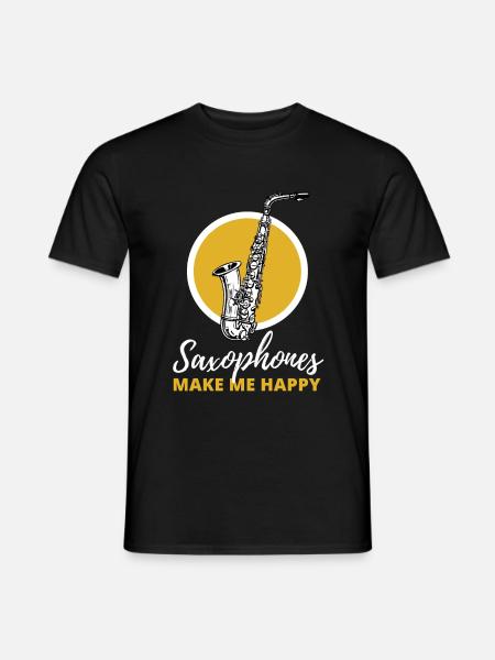 Saxofoon Sax Muziek Wind Instrument Jazz Gift - Heren T-shirt - zwart
