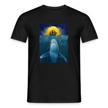 Weißer Hai Wal Ozean Meer Schiff Boot Surreal - Männer T-Shirt - Schwarz - Vorne - AI Model Male 178 light (178cm)