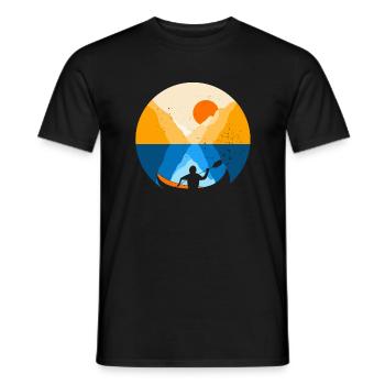 Kanu I Kajak im Fjord bei Sonnenaufgang - Männer T-Shirt - Schwarz - Vorne - AI Model Male 178 light (178cm)