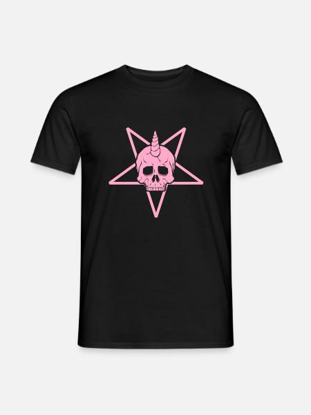 Girl Metal Black Pink Pentagramm Totenkopf - Männer T-Shirt - Schwarz