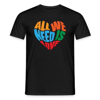 All we need is love - Men's T-Shirt - black - Front - AI Model Male 178 light (178cm)