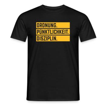 Ordnung Pünktlichkeit Disziplin Deutsche Tugend 1C - Männer T-Shirt - Schwarz - Vorne - AI Model Male 178 light (178cm)