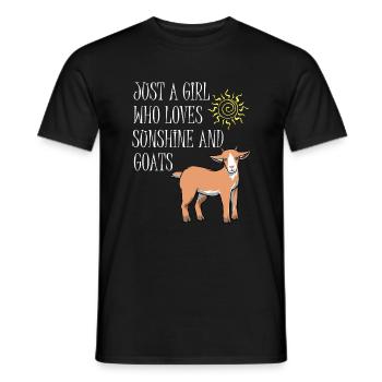 Fille aime le soleil et les chèvres Animal de - T-shirt homme - noir - Devant - AI Model Male 178 light (178cm)