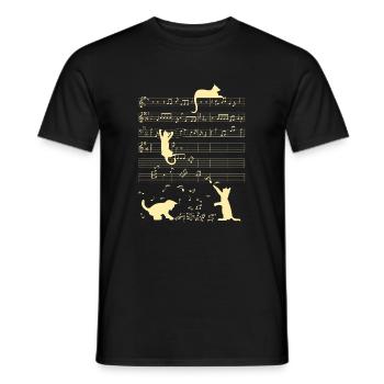 Niedliche Katzen Musiknoten Gelb Musiker Kunst - Männer T-Shirt - Schwarz - Vorne - AI Model Male 178 light (178cm)
