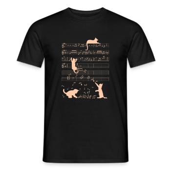Niedliche Katzen Musiknoten Orange Musiker Kunst - Männer T-Shirt - Schwarz - Vorne - AI Model Male 178 light (178cm)