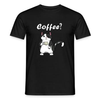 Cute Cat Coffee Monday Office Lazy - T-shirt homme - noir - Devant - AI Model Male 178 light (178cm)