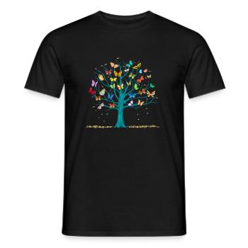 Butterfly Tree Nature Insects Forest Wildlife - Men's T-Shirt - black - Front - AI Model Male 178 light (178cm)