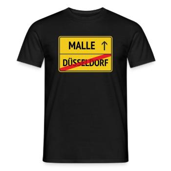 Düsseldorf -> Malle - Männer T-Shirt - Schwarz - Vorne - AI Model Male 178 light (178cm)