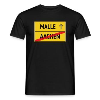 Aachen -> Malle - Männer T-Shirt - Schwarz - Vorne - AI Model Male 178 light (178cm)