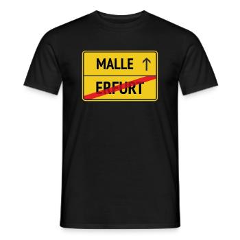 Erfurt -> Malle - Männer T-Shirt - Schwarz - Vorne - AI Model Male 178 light (178cm)