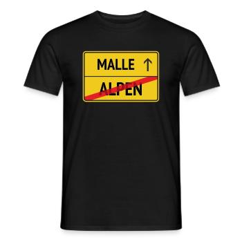 Alpen -> Malle - Männer T-Shirt - Schwarz - Vorne - AI Model Male 178 light (178cm)