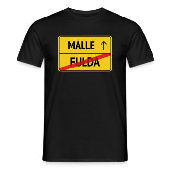 Fulda -> Malle - Männer T-Shirt - Schwarz - Vorne - AI Model Male 178 light (178cm)