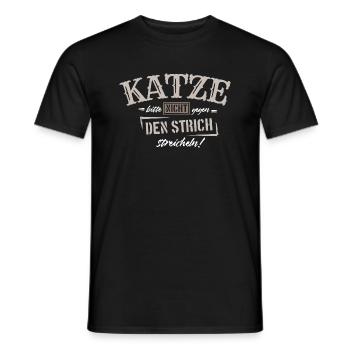 Katze nicht gegen den Strich streicheln - Männer T-Shirt - Schwarz - Vorne - AI Model Male 178 light (178cm)