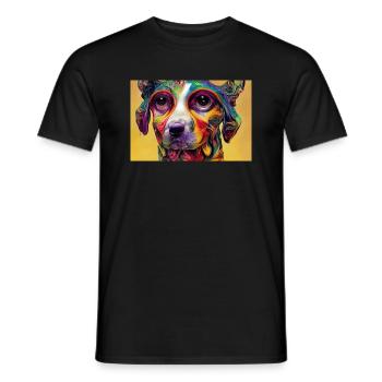 Psychedelic Dog - Men's T-Shirt - black - Front - AI Model Male 178 light (178cm)
