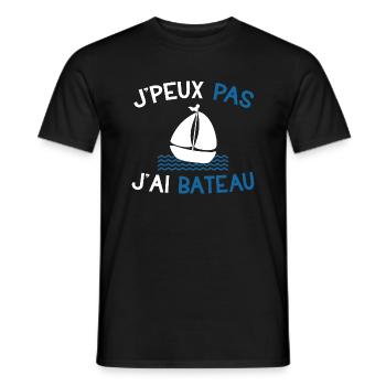 Je peux pas j'ai bateau cadeau humour marin homme - T-shirt homme - noir - Devant - AI Model Male 178 light (178cm)