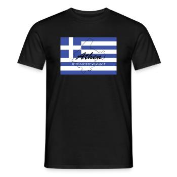 Athen - Hauptstadt mit GPS & Flagge - Männer T-Shirt - Schwarz - Vorne - AI Model Male 178 light (178cm)