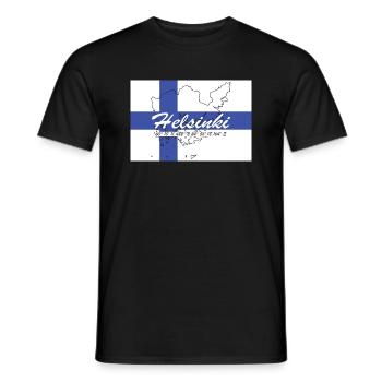 Helsinki - Hauptstadt mit GPS & Flagge - Männer T-Shirt - Schwarz - Vorne - AI Model Male 178 light (178cm)