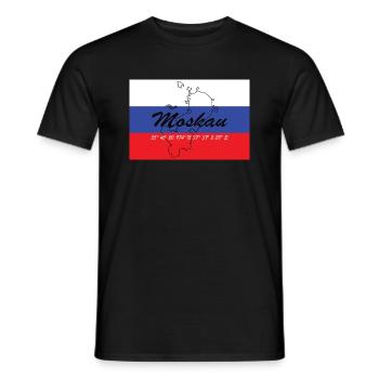 Moskau - Hauptstadt mit GPS & Flagge - Männer T-Shirt - Schwarz - Vorne - AI Model Male 178 light (178cm)