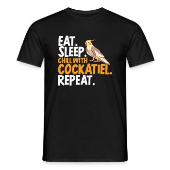Cockatiel Cockatiel Cockatoo Perroquet Oiseau Cadeau - T-shirt homme - noir - Devant - AI Model Male 178 light (178cm)