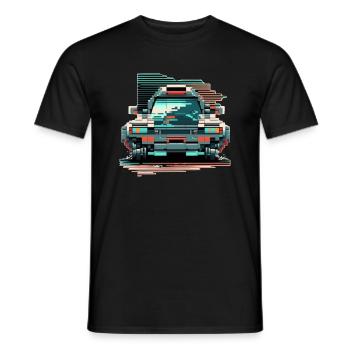 Front of a car in pixelated 8 bit style - Men's T-Shirt - black - Front - AI Model Male 178 light (178cm)