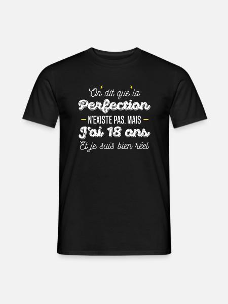 18 ans de perfection / humour anniversaire 18 ans - T-shirt homme - noir