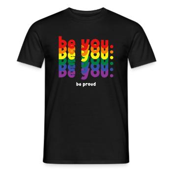 Be You Be Proud LGBTQ Pride Rainbow Lesbian Gay - Men's T-Shirt - black - Front - AI Model Male 178 light (178cm)