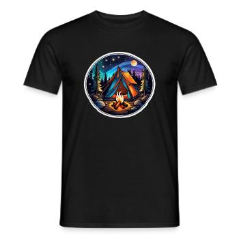 Camping, tent and campfire - Men's T-Shirt - black - Front - AI Model Male 178 light (178cm)