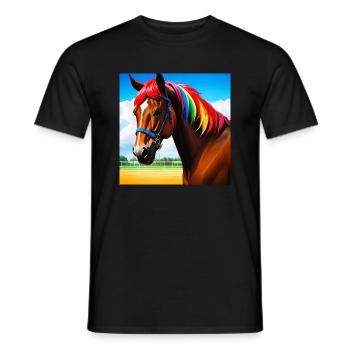 Colors of Life - Horse with Colorful Mane - Men's T-Shirt - black - Front - AI Model Male 178 light (178cm)