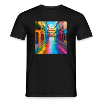 Farben des Lebens - Gasse und Straße - Männer T-Shirt - Schwarz - Vorne - AI Model Male 178 light (178cm)