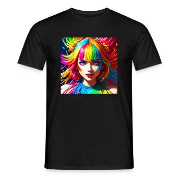 Colors of Life - Woman with Colorful Hair - Men's T-Shirt - black - Front - AI Model Male 178 light (178cm)