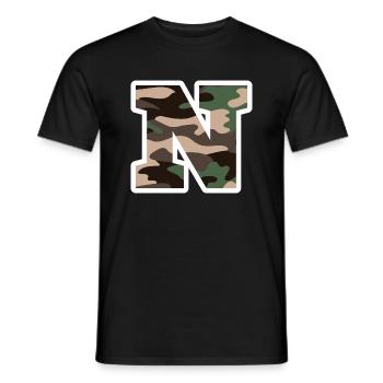 Letter N Military Camouflage - Gift Idea - Men's T-Shirt - black - Front - AI Model Male 178 light (178cm)
