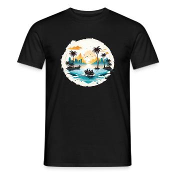 Tropischer Sonnenuntergangsurlaub - Männer T-Shirt - Schwarz - Vorne - AI Model Male 178 light (178cm)