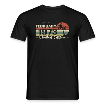 Februar-Vintage-Stimmung zum 51. Geburtstag, Jahrgang 1973 - Männer T-Shirt - Schwarz - Vorne - AI Model Male 178 light (178cm)