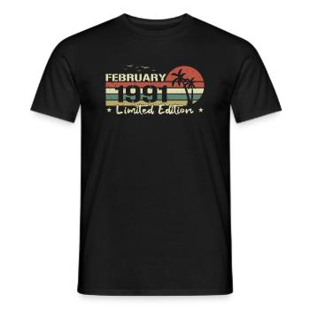 February Vintage 33rd Anniversary Born 1991 Vibe - Men's T-Shirt - black - Front - AI Model Male 178 light (178cm)