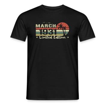 March Vintage 93rd Birthday Born 1931 Vibe - Men's T-Shirt - black - Front - AI Model Male 178 light (178cm)