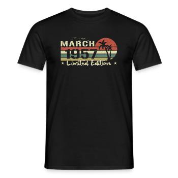 March Vintage 67th Anniversary Born 1957 Vibe - Men's T-Shirt - black - Front - AI Model Male 178 light (178cm)
