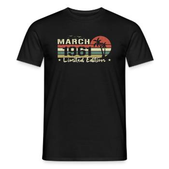 March 63rd Birthday Vintage Born 1961 Vibe - Men's T-Shirt - black - Front - AI Model Male 178 light (178cm)