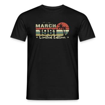 millésime de mars 43e anniversaire né 1981 vibe - T-shirt homme - noir - Devant - AI Model Male 178 light (178cm)