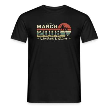 March Vintage 16th Anniversary Born 2008 Vibe - Men's T-Shirt - black - Front - AI Model Male 178 light (178cm)