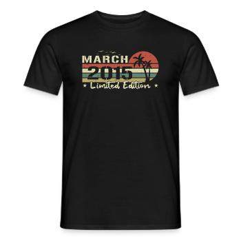 March 9th Anniversary Vintage Born 2015 Vibe - Men's T-Shirt - black - Front - AI Model Male 178 light (178cm)