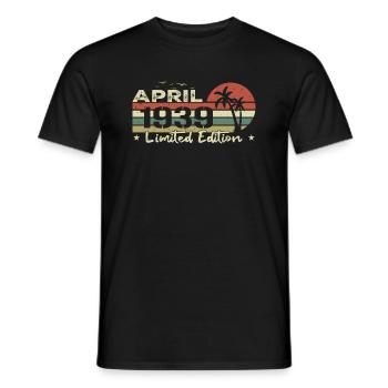 April Vintage 85th Anniversary Born 1939 Vibe - Men's T-Shirt - black - Front - AI Model Male 178 light (178cm)