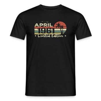 April Vintage 63rd Birthday Born 1961 Vibe - Men's T-Shirt - black - Front - AI Model Male 178 light (178cm)