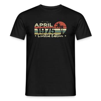 April Vintage 49th Anniversary Born 1975 Vibe - Men's T-Shirt - black - Front - AI Model Male 178 light (178cm)