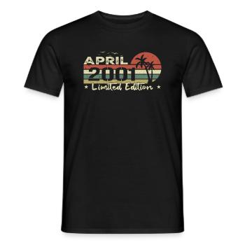 April Vintage 23rd Anniversary Born 2001 Vibe - Men's T-Shirt - black - Front - AI Model Male 178 light (178cm)