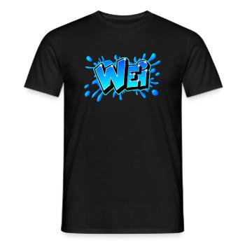 Graffiti WEI splash Bleu Fait par Max le Tagueur - T-shirt homme - noir - Devant - AI Model Male 178 light (178cm)