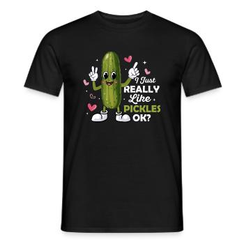 I Just Really Like Pickles, Ok? Cucumber Vegan Pic - Men's T-Shirt - black - Front - AI Model Male 178 light (178cm)